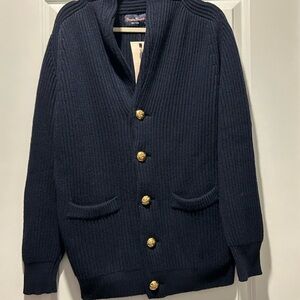 Rowing Blazers Navy Cardigan with Gold Buttons